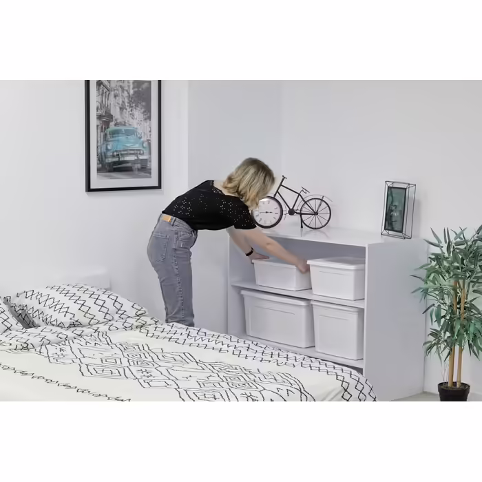 Iris Ohyama Versatile Storage Boxes, 3-Piece Set, Easy-Closing Lid, Stackable, Plastic, For Closet, Shelves, Classroom, Organization, Art Supplies, Shoes, MCB-30 (White, 11L)