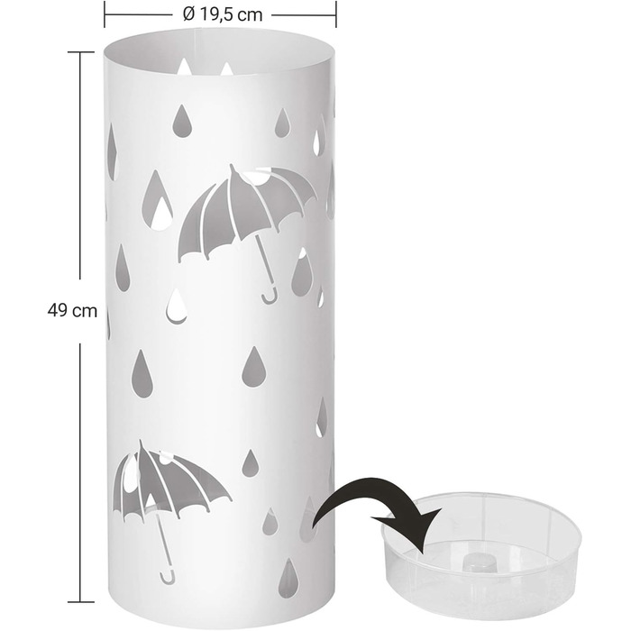 SONGMICS White Umbrella Stand - 49 x 19.5 cm - Durable & Stylish