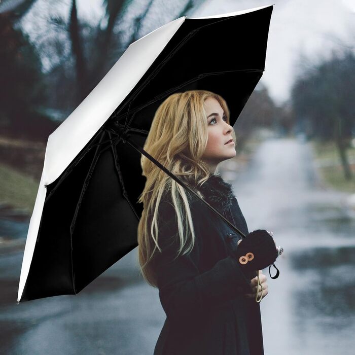 Зонт від сонця та дощу, 46 дюймів (117 см), 8-ми рифлений, вітростійкий, автоматичний, для чоловіків та жінок, срібно-чорний