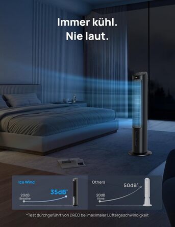 Охолоджувач повітря Dreo з водяним охолодженням, тихий, 40-дюймовий, з поворотом 80°, 3 режими, 4 швидкості, з пульт керування (білий/чорний)