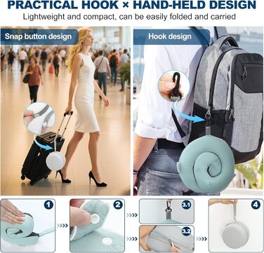 Подушка для шиї Comfy - подорожі літаком/автомобілем, memory foam, маска для сну, 360° підтримка (Морська блакить)