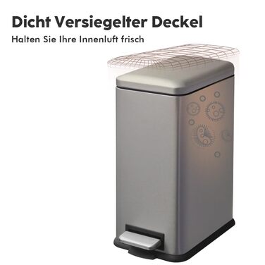 Трюмний смітник для кухні, нержавіюча сталь, 17л, з кришкою та внутрішнім відром