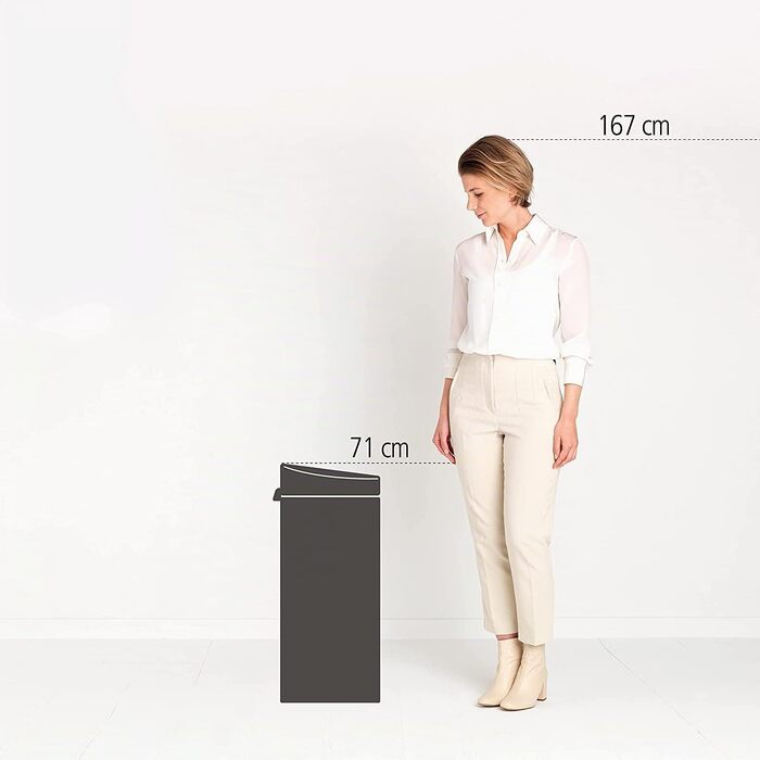 Сміттєвий кошик Brabantia Touch Bin з виймаю одним пластиковим внутрішнім відром
