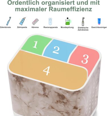 Тримач для зубних щіток електричної та звичайної, дерев'яний, з дренажними отворами, органайзер для ванної кімнати (світло-сірий мармур)