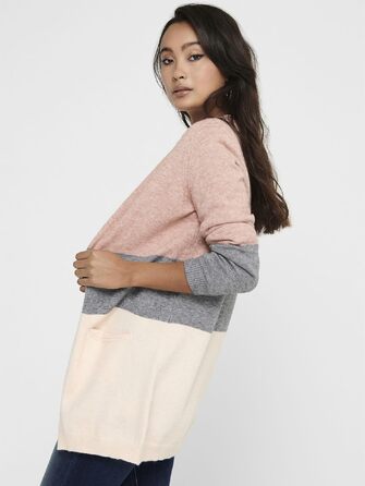 Жіночий кардиган ONLQUEEN Strickjacke Misty Rose/Stripes, S - Теплий трикотажний жакет
