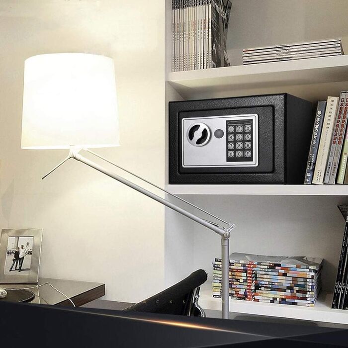 Сейф для ключів Tresor з ключовим та кодовим замком - 31 x 20 x 20 см, вологостійкий меблевий сейф для дому, офісу, готелю - чорний