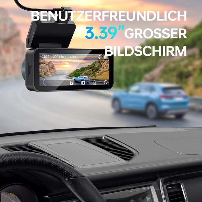 Відеореєстратор автомобільний Dual 2.5K QHD (передній + задній) з нічним баченням, картом 64GB та паркувальним режимом, чорний