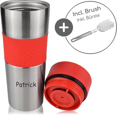 Термокружка Milu 450 мл - ізольована чашка для кави з нержавіючої сталі, 100% захист від протікання, автотермос, термокружка для подорожей (з гравіюванням, червона)