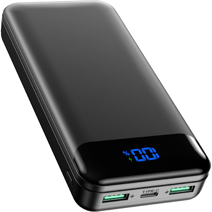 Enerwow Power Bank 27000mAh: Швидка зарядка 30W PD, Digital Display, USB-C, для iPhone 15/14/13/12 Pro Max та інші пристрої, чорний