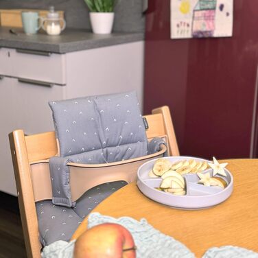 Сидіння та подушка для стільчика Stokke Tripp Trapp LaLoona, 2 частини, бавовна, сірий візерунок, OEKOTEX 100, гіпоалергенна, машинне прання