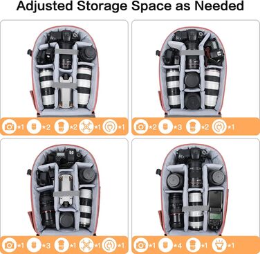 MOSISO Рюкзак для камери, DSLR/SLR/беззеркальна фототехніка, 15-16 дюймів, водонепроникний, з відділенням для штатива та ноутбука, сумісний з Canon/Nikon/Sony, (Пилно-рожевий)