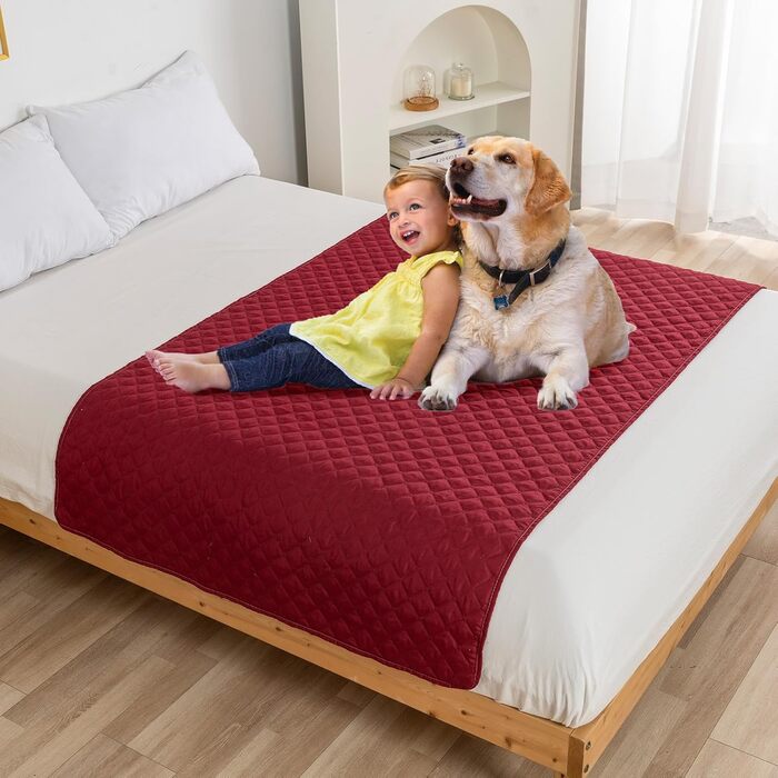 Водонепроникний килимок для собак PETCUTE 75x180 см, червоний. Захист дивану від бруду та шерсті. Міцний, легко миється, не слизький.