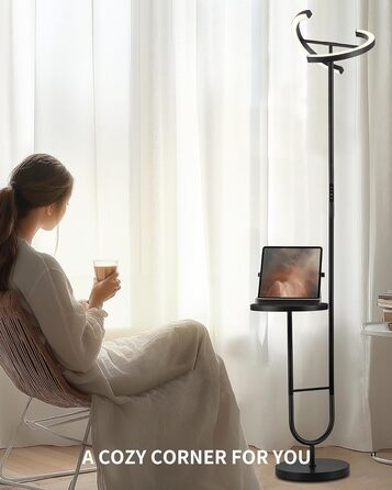 Підлогова лампа LuminexDesigns з регулюванням яскравості, 36W+7W LED, 3200LM+600LM, 2700K-6500K, чорна. Сучасна підлогова лампа для вітальні з пульт дистанційного керування