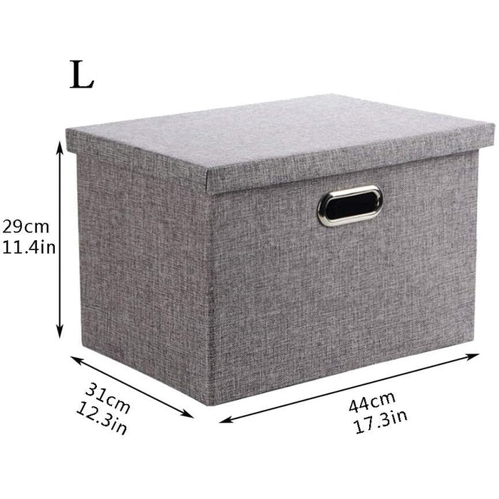 Wintao складна коробка для зберігання з кришкою, сіра, велика, 44x31x29 см, набір 3 шт.