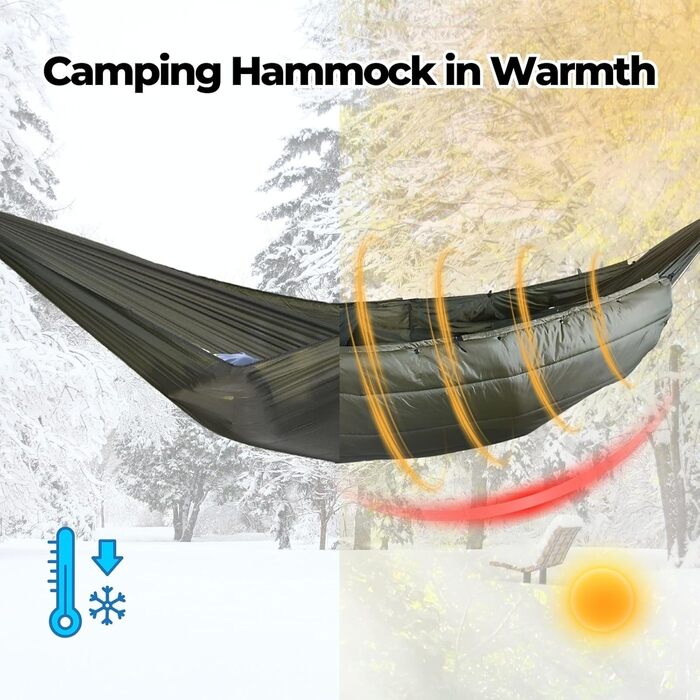 Onewind Hammock Underquilt, full-length underquilt with insulation for hammock camping, 4 seasons, hiking, backpacking, and travel. Lightweight and portable