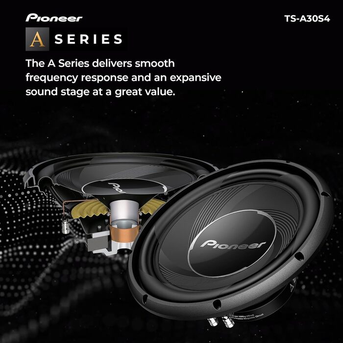 Сабвуфер Pioneer TS-A30S4 30 см, 1400 Вт, чорний, IMPP мембрана, потужний звук