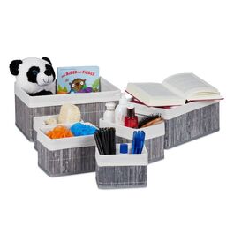 Relaxdays Bamboo Storage Baskets - Set of 6