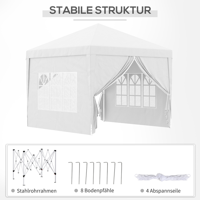 HOMCOM 3x3m Gazebo with 4 Side Walls & Windows, UV Protection, Includes Carry Bag, Steel & Oxford Fabric, White