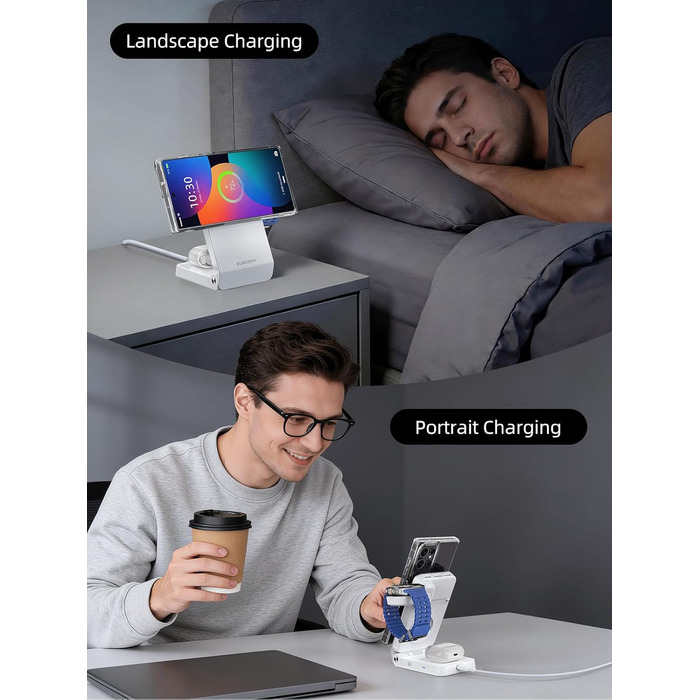 Магнітна бездротова зарядка Samsung з активним охолодженням 3-в-1 для Galaxy S26 Ultra, Watch 8 та Buds 4. Складана Qi зарядка для Android (Біла)