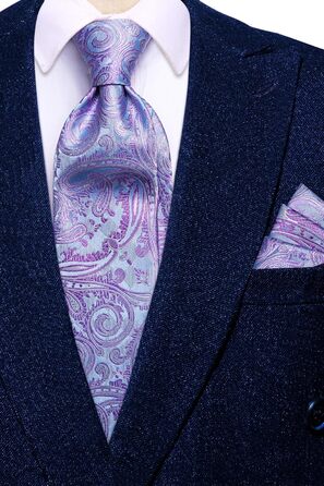 Чоловіча краватка Hi-Tie: чорна, рожева, синя, зелена, з малюнком пейслі, в клітку, смужка, крапка. Комплект з нагрудною хусткою та запонками для весілля, вечірки, бізнесу