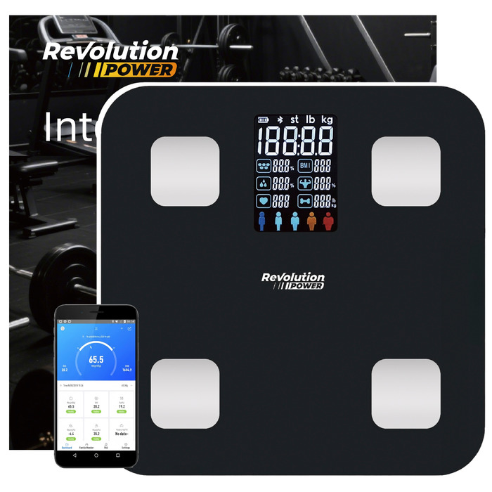 Електронні аналітичні ваги для ванної кімнати Slim, чорні — з підтримкою української мови в додатку