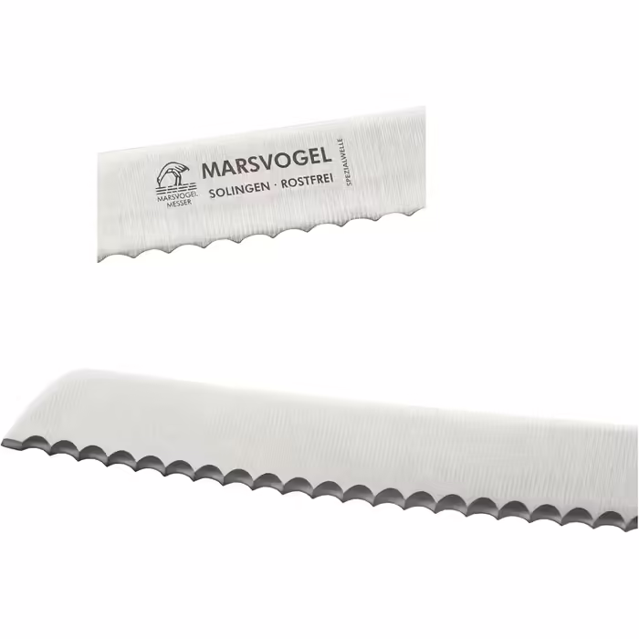 Ніж для хліба Marsvogel 8'' з дерев'яною ручкою Bubinga, гостре лезо з Золінгена, ергономічний, стильний дизайн, ідеальний для легкого нарізання хліба та випічки