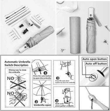 Сонцезахисний складаний парасоль від Voy Lady – Рожевий з квітковим принтом (96 см)