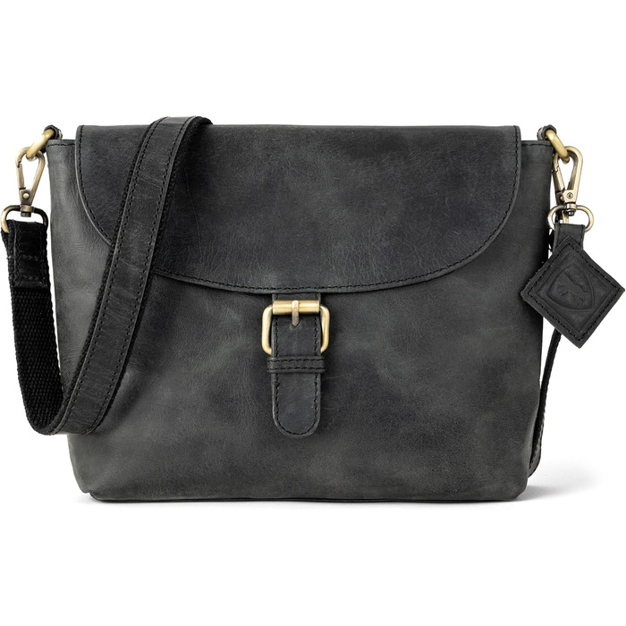 Сумка через плече Berliner Bags Catalina Vintage, шкіряна крос-боді сумка середнього розміру для жінок, темно-сіра з магнітною застібкою