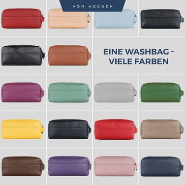 Шкіряна косметичка для подорожей VON HEESEN — універсальна сумка для гігієни та аксесуарів з натуральної шкіри, 2 основних відділення, темно-коричнева, великий розмір