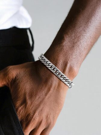 Чоловічий браслет PROSTEEL з нержавіючої сталі з 18K золотом, чорна ланцюгова броня, важкий браслет з ланцюгами для чоловіків та підлітків, 19/21/23см, браслет на руку, хіп-хоп, репер, модні прикраси, 8мм/12мм/16,5мм/17мм (8мм срібло, 23 сантиметри)