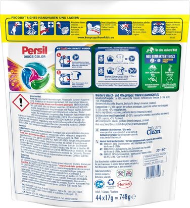 Капсули для прання Persil 4in1 Color DISCS для кольорових речей, технологія глибокого очищення, 44 шт