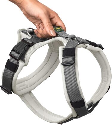 Нашийник для собак HUNTER Maldon, світло-сірий/сірий, м'який, з 3M Scotchlite, регулюється, з м'яким ручним захопленням, розмір S-M