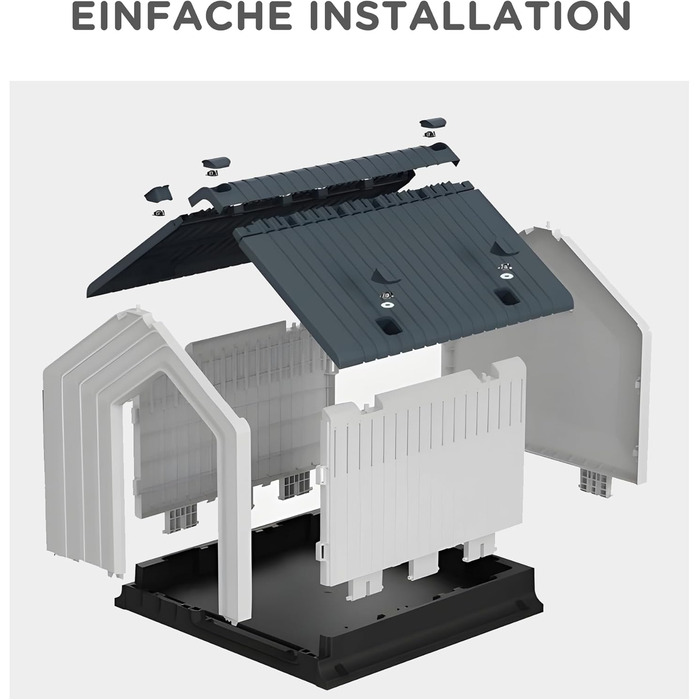 Будка для собак PawHut Outdoor - сіра, 62 x 61 x 60 см. Вологостійка, з вікном, для малих та мініатюрних собак