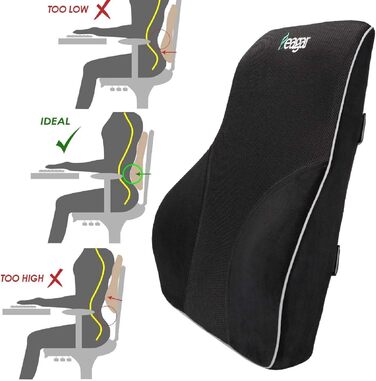 Подушка для спини Feagar Memory Foam - підтримка спини для офісного крісла та дивана | Ортопедична подушка для офісу та дому, чорна