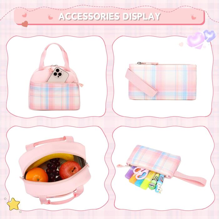 Рюкзак для дівчаток: стильний шкільний рюкзак з великою місткістю (рожевий, 3-в-1)
