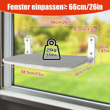 Кішка лежанка на вікно GUUSII HOME - гамак для котів, сіра, L (до 25 кг)