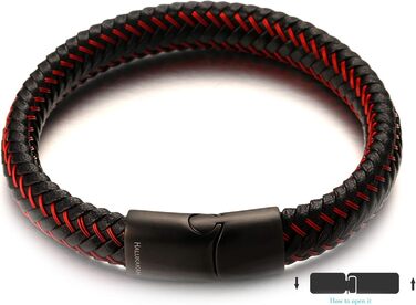 Чоловічий браслет Halukakah Jazz з натуральної шкіри чорного та коричневого кольорів. Магнітна застібка з нержавіючої сталі, регульований розмір 21.5-23 см. Безкоштовна подарункова коробка.