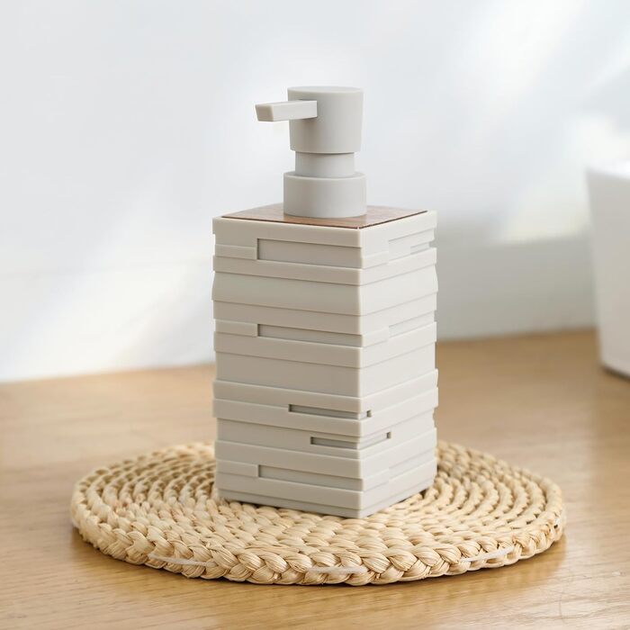 Диспенсер для мила дерев'яний, дозатор для мийного засобу на стільницю для кухні, стильний дозатор для мила в ванну кімнату з помповим механізмом (Бежевий)