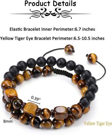 Чоловічий браслет з перлами та мінералами (Тігрове око, Гематит, Ахат) - набір 2 шт.