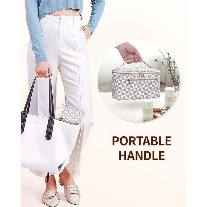 Косметичка для жінок, велика дорожня косметичка для макіяжу з відділенням для пензлів, органайзер, культиватор, шкіра PU, портативна сумочка для макіяжу, зелена (запатентовано) (шахматна дошка)