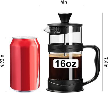 Френч-прес ParaCity для кави, 500 мл: нержавіюча сталь, термостійке скло, холодний спосіб заварювання, ідеальний для дому та подорожей