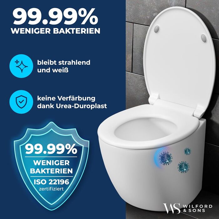 Сидіння для унітаза Wilford & Sons PREMIUM D-подібне, біле, з мікроліфтом (повільним опусканням), матеріал Duroplast, овальна форма