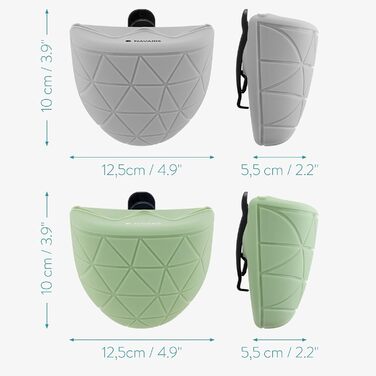 Набір силіконових мішечків для корму Navaris для собак (2 шт.) - мішечки для ласощів, сухого та вологого корму з кліпсою та магнітом - сірий & червоний (зелений/сірий)