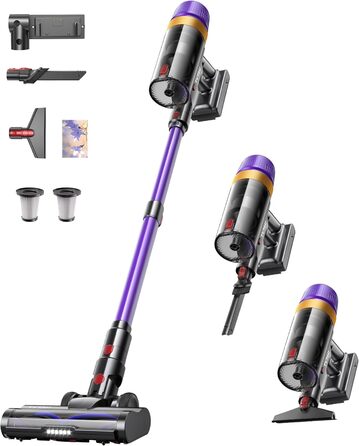 Бездротовий пилосос TVTAU T10 Pro (580W, 48000 Pa, 65 хв) з OLED-дисплеєм, самостійно заряджається, антинасадка для волосся, 1.8л контейнер. Ідеально для твердих підлог, килимів та шерсті тварин