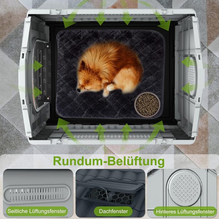 Кінець будинку для собак UISEBRT з пластику, ізольований собачий будиночок з ковзним дахом, верхнім світлом та піднятим дном, вольєр для собак, клітка для собак, будиночок для домашніх тварин для приміщення та на вулицю, 79,5 x 70,5 x 78 см