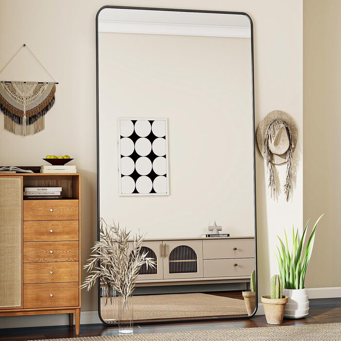 Koonmi Rounded Corner Full Length Standing Mirror