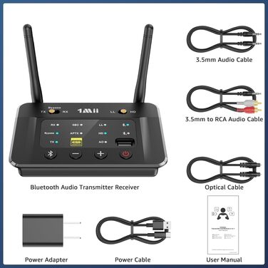 Bluetooth 5.3 трансмітер та ресивер 1Mii B03S для телевізора та стереосистеми