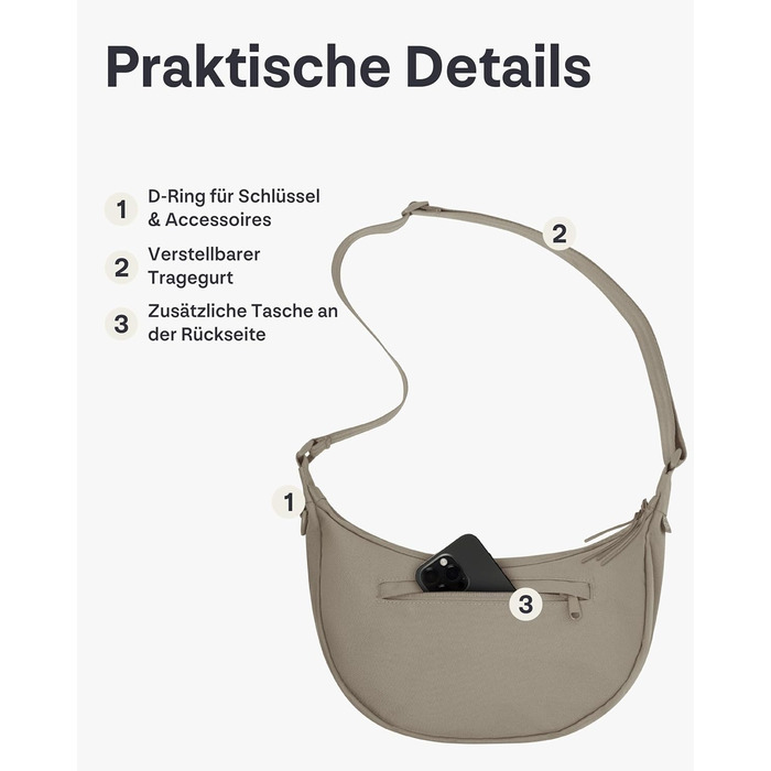 Сумка через плече Johnny Urban Ally Medium Desert Grey (3.3 л) - Унісекс, Місячна форма, Водовідштовхувальна