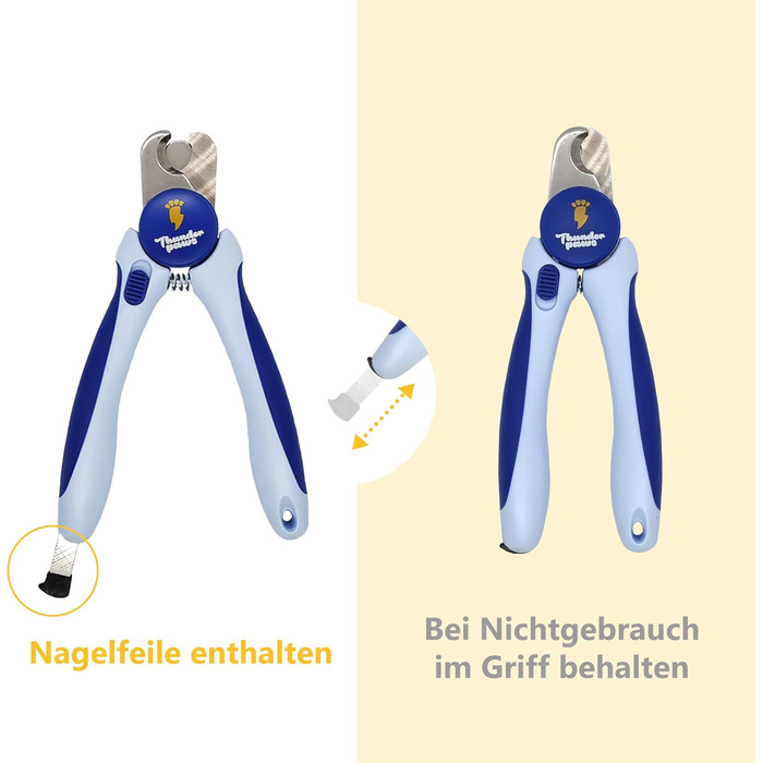 Професійна ножиця для обрізання кігтів собак із захистом, блокуванням безпеки та пилочкою (середній/великий, зелений/синій)