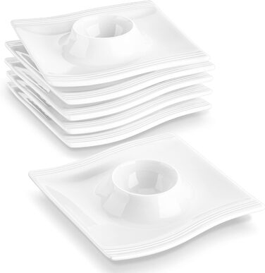 MALACASA Набір для яєць Serie Flora, 6 шт., кремово-білий порцелан, 11.5x11.5x2 см